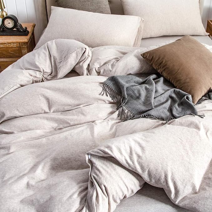 PURE ERA Jersey Knit Duvet Cover Set 100% T-Shirt Cotton Super Soft Comfy 3pc - Image 9