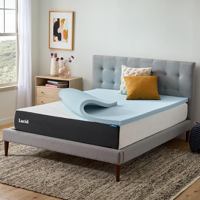 Lucid 2 Inch Memory Foam Mattress Topper, King Size – Cooling Gel Bed Topper – - Image 8