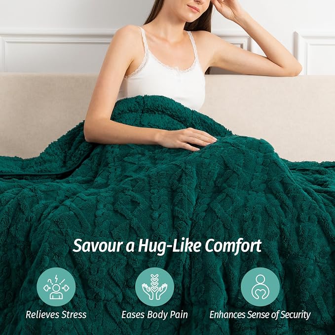 Wemore Weighted Blanket for Adults Twin Size 15 lbs, Dual Sided Soft Fuzzy - Image 3