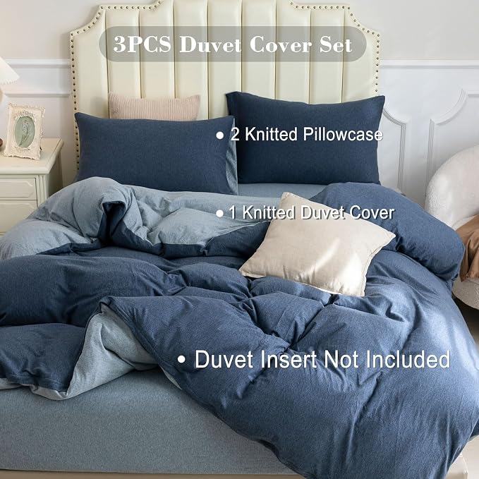 PURE ERA Jersey Knit Duvet Cover Set 100% T-Shirt Cotton Super Soft Comfy 3pc - Image 4