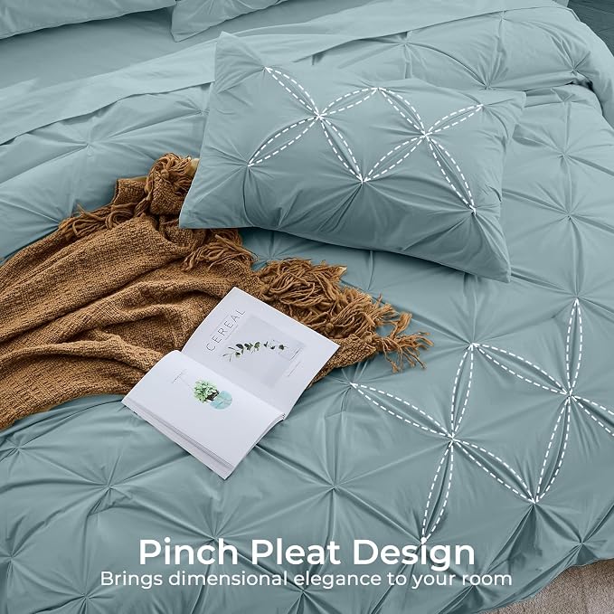 Sasttie Twin XL Comforter Set, 5-Piece Bed in a Bag, Pintuck Bedding Sets - Image 4