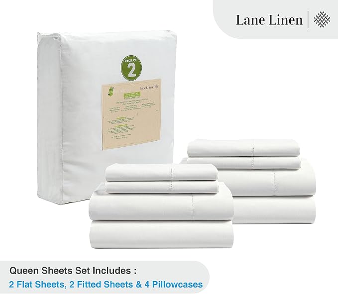 LANE LINEN 100% Organic Cotton Queen Sheets, Soft & Breathable Queen Size - Image 2