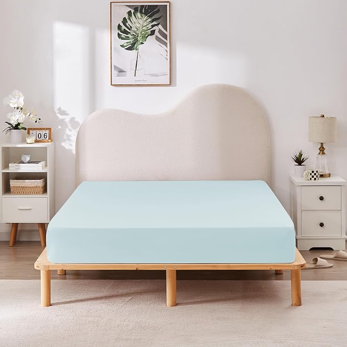 HBHLFZ Twin Fitted Sheet Only, Soft Breathable Bottom Sheet - Image 6