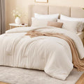 Love's cabin Beige Queen Comforter Set, 3-Piece Prewashed Bed Set by Lovescabin