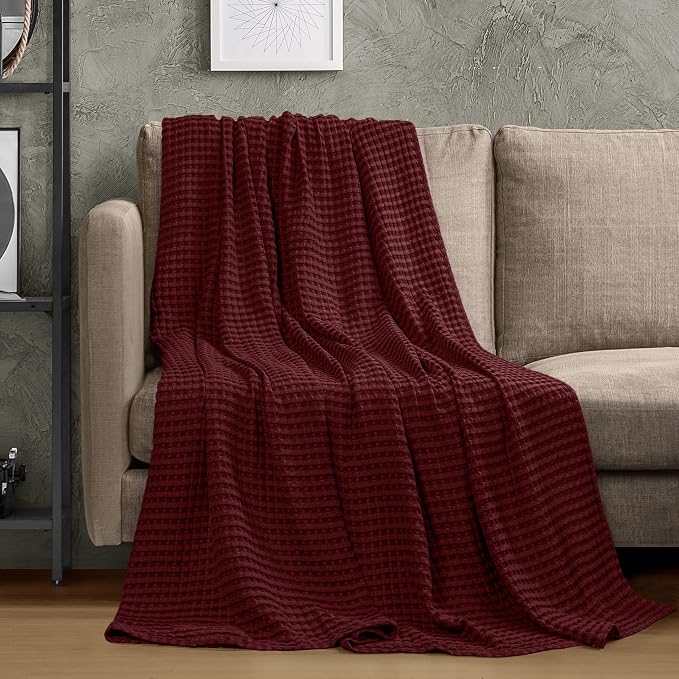Utopia Bedding 100% Cotton Waffle Weave Blanket Twin Size - Image 4