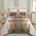 Dintszyayue Boho Full Size Quilt Set, 3 Pieces Aztec Texture Bedding Coverlet by Dintszyayue