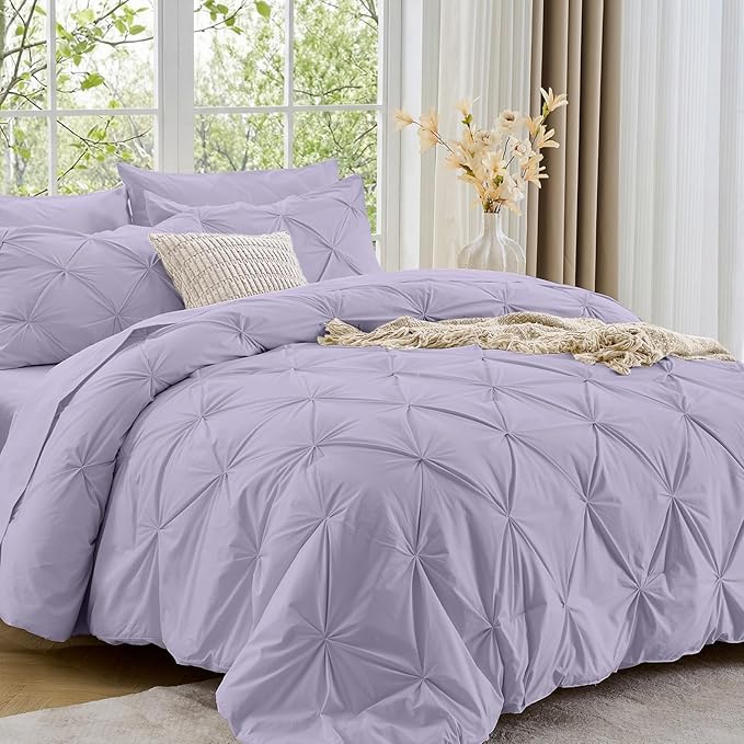 Sasttie Full Size Comforter Set, 7-Piece Bed in a Bag, Pintuck Bedding Sets by SASTTIE