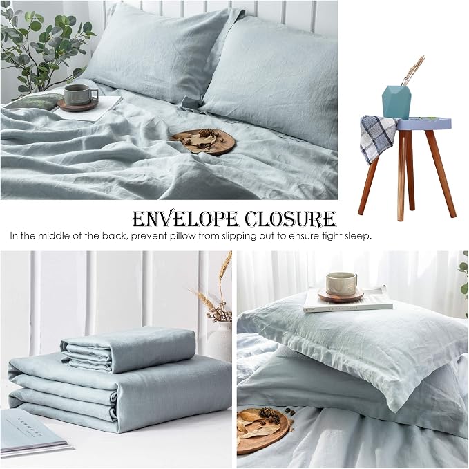 Simple&Opulence 100% Linen Duvet Cover Set 3pcs Basic Style Natural French - Image 4