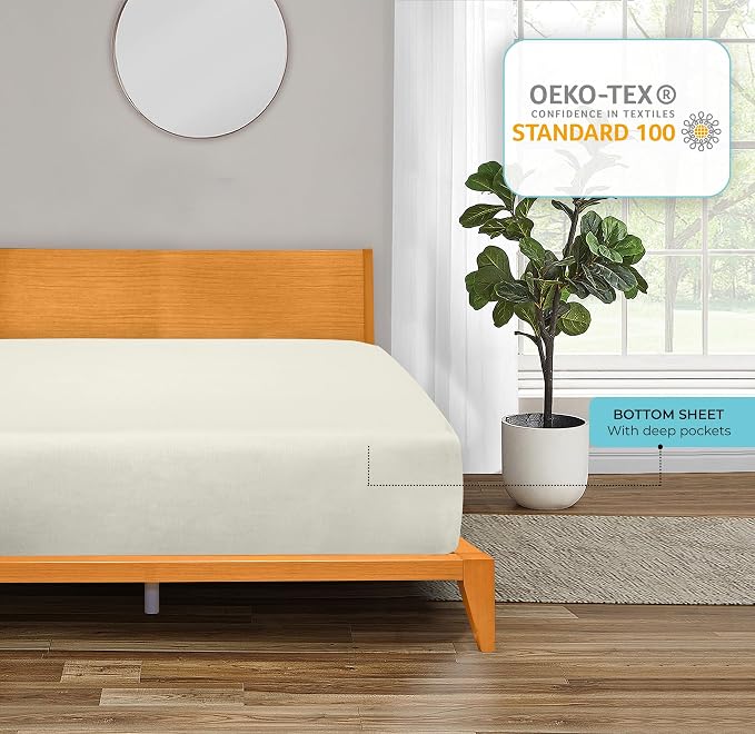 ROYALE LINENS 300 Thread Count 100% Long Staple Combed Cotton Fitted Sheet Queen - Image 6
