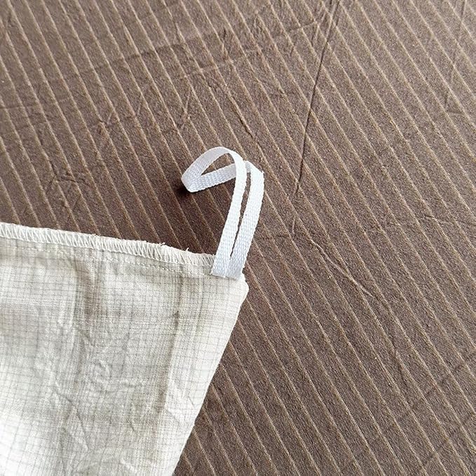 PinkMemory Beige Gingham Duvet Cover Bedding King 100% Washed Cotton Vintage - Image 7