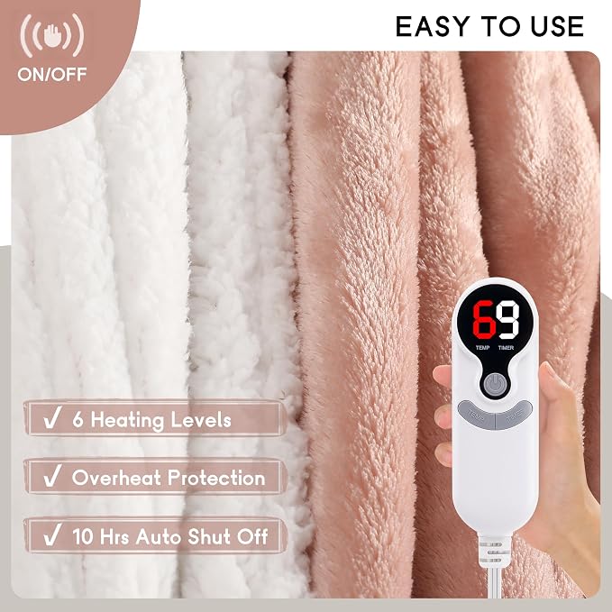 Heated Blanket Electric Blanket Queen Size 84''x90'' - Image 4