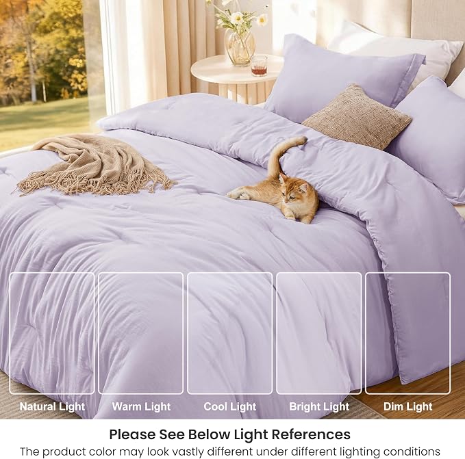 Love's cabin Lavender King Size Comforter Set, 3-Piece Prewashed Bed Set - Image 6