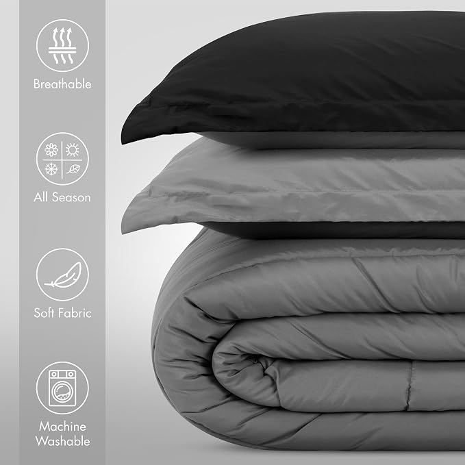Utopia Bedding Black/Grey Kids Comforter Set - Image 2