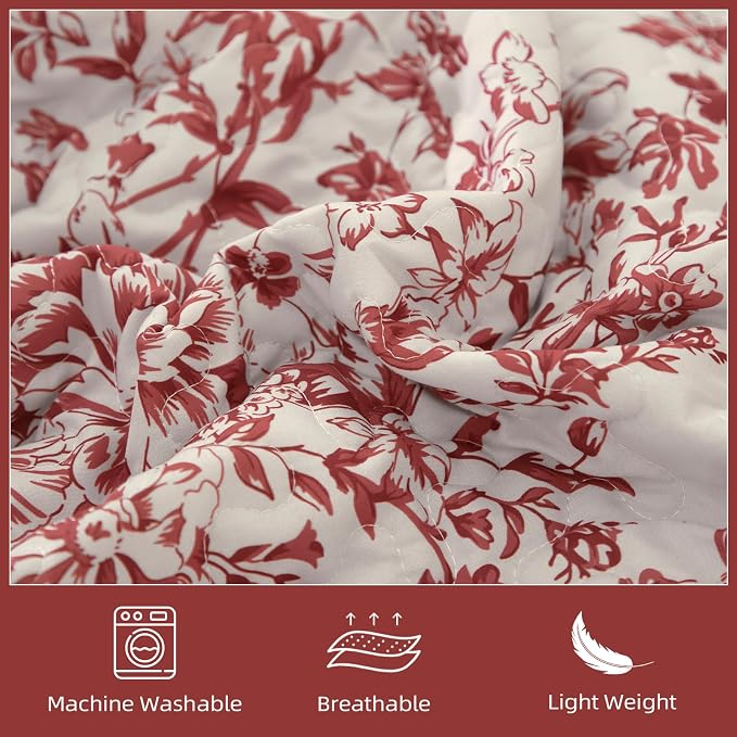 WONGS BEDDING Quilt King Size, Christmas Red Quilt Bedding Set - Image 6