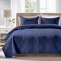 FLYMME Navy Twin Modern Geometric Quilt Coverlet Set, Lightweight Bedspread by FLYMME