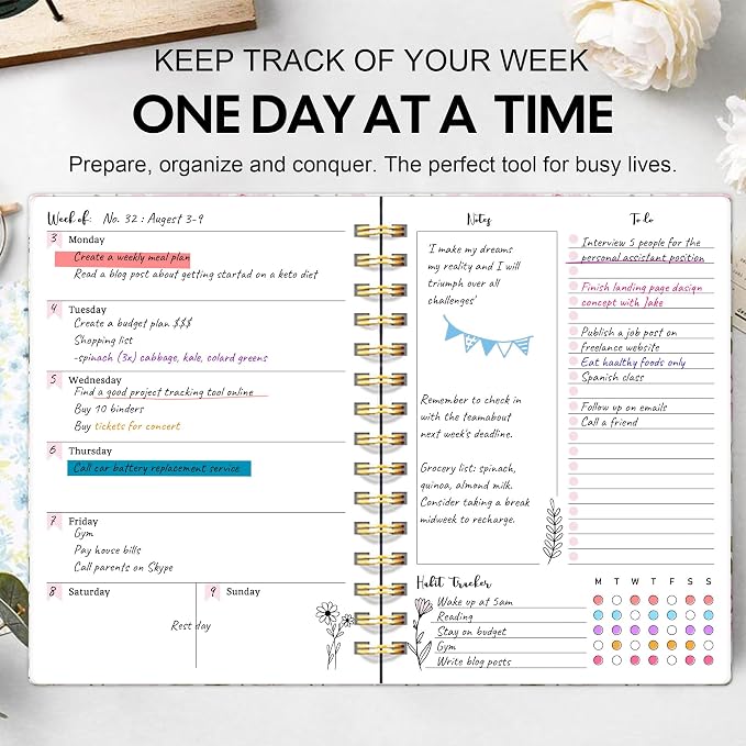 Undated Weekly and Monthly Planner – 12-Month To Do List Notebook Organizer - Image 3
