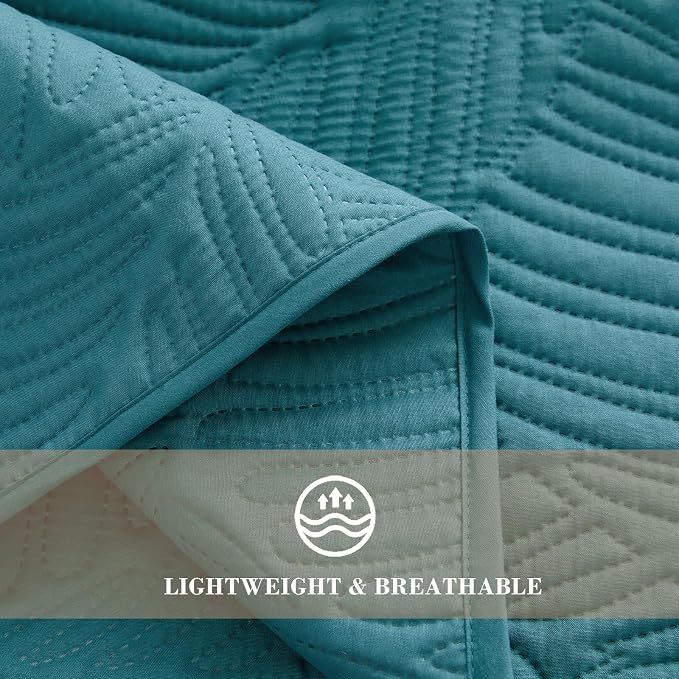 Exclusivo Mezcla Twin Quilt Bedding Set, Lightweight Teal Quilts Twin Size - Image 5