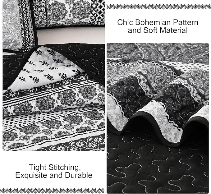 WONGS BEDDING Boho Quilt Set Queen Size, Lightweight Bedspread Coverlet Bedding - Image 6