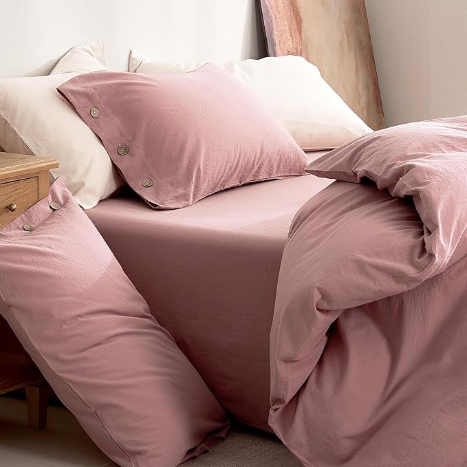 JELLYMONI 100% Washed Cotton Duvet Cover Full – Soft, Breathable Linen-Look - Image 9