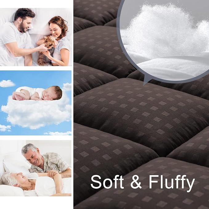 HYLEORY Twin XL Mattress Pad Quilted Fitted Mattress Protector Cooling Pillow - Image 3