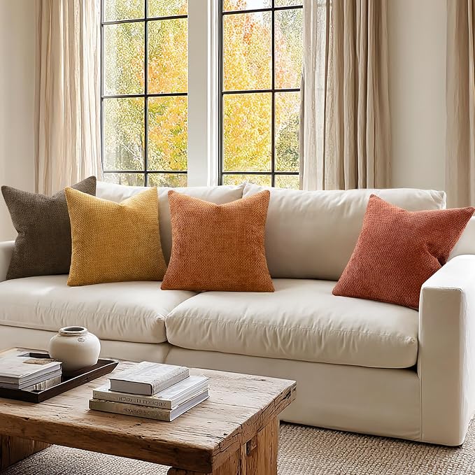 MIULEE Pack of 4 Orange/Yellow Couch Throw Pillow Covers 18x18 Inch Halloween - Image 3
