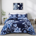 Floral Quilt Set Queen 3 Pieces Navy Blue Floral Quilt Coverlet Set Soft by DRUCON