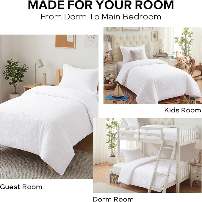 Cozyide White Twin Duvet Cover, 2 Pieces Bedding Duvet Covers, Soft Breathable - Image 7