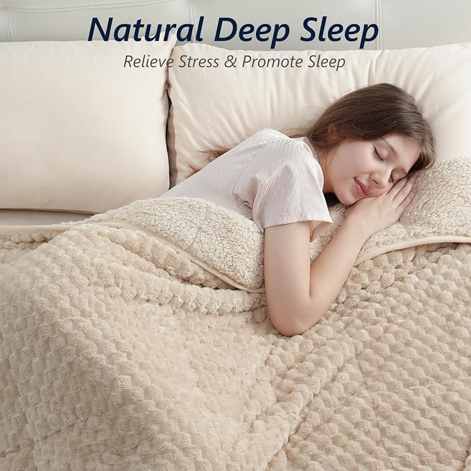 Mr. Sandman Weighted Blankets for Adults Queen Size 20lbs, Warm Sherpa Fleece - Image 3