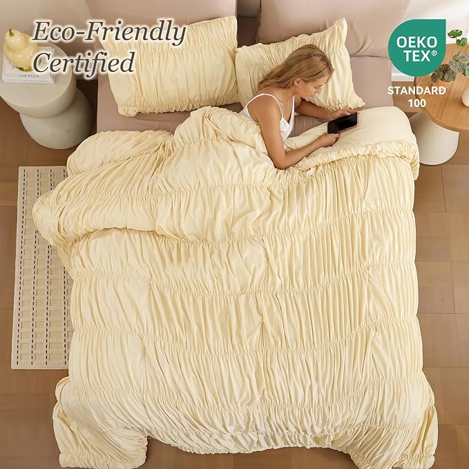 weigelia Cinched Comforter Set King – Soft Girl Ruched Bedding Set, Apartment & - Image 4