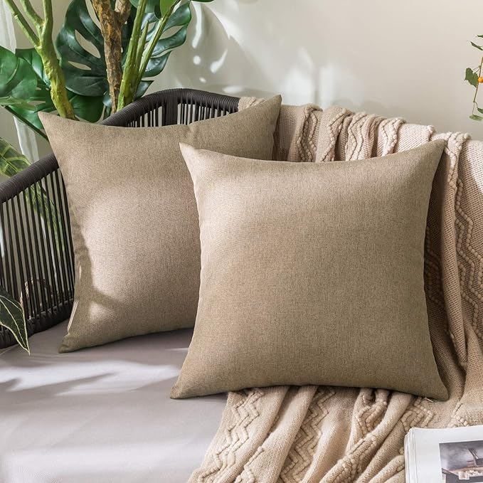MIULEE Pack of 2 Decorative Outdoor Solid Waterproof Throw Pillow Covers Euro by MIULEE
