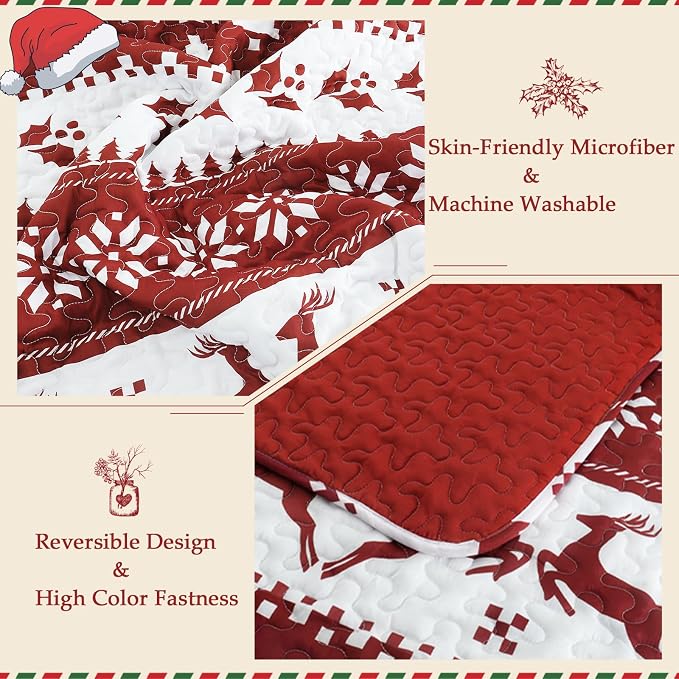 Exclusivo Mezcla Reversible Christmas Quilts King Size - Image 3
