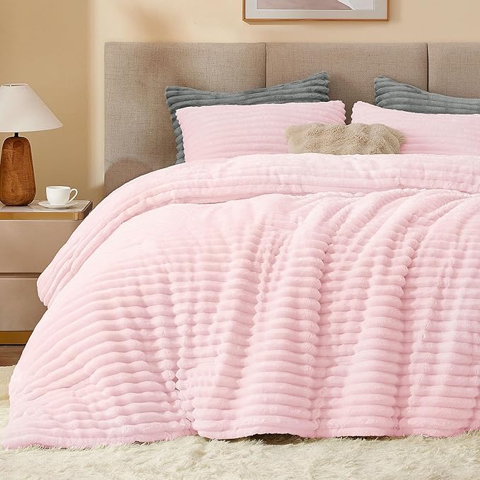 BEDELITE Fleece Queen Comforter Set -Super Soft & Warm Fluffy Cherry Blossom by BEDELITE