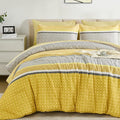 WONGS BEDDING Yellow Comforter Set King Size, 7 Pieces Striped Bed in a Bag by WONGSBEDDING