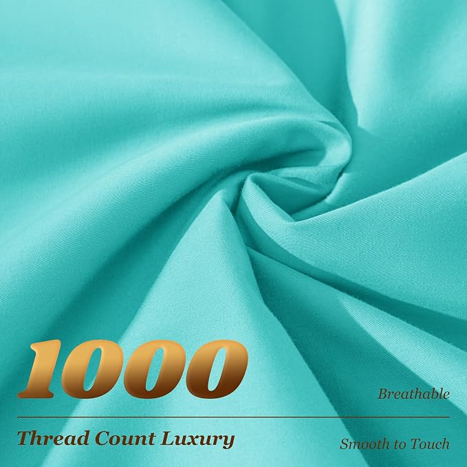 LBRO2M 100% Cotton Sheets Set Deep Pocket 19", 1000 Thread Count California - Image 4