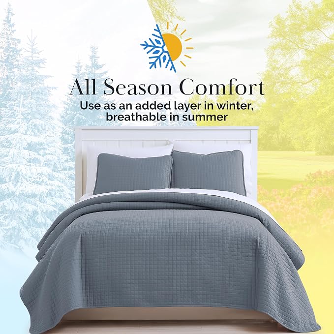 Southshore Fine Living, Inc. Twin Quilt Set, Quilted Blue Bedspread Twin/XL - Image 9