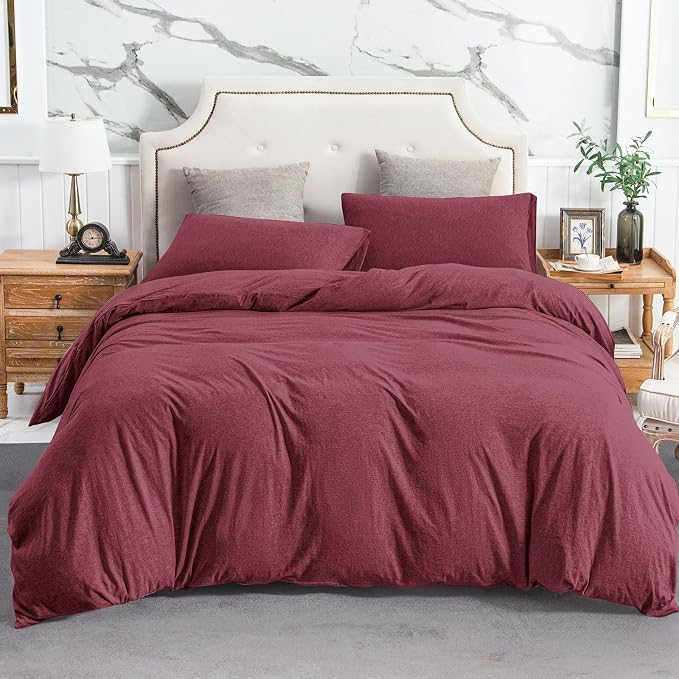 PURE ERA Jersey Knit Duvet Cover Set 100% T-Shirt Cotton Super Soft Comfy 3pc - Image 6