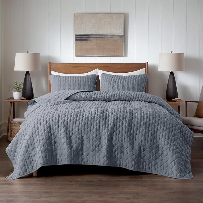 WDCOZY Blue Twin Quilt Size Bedding Sets - Image 2