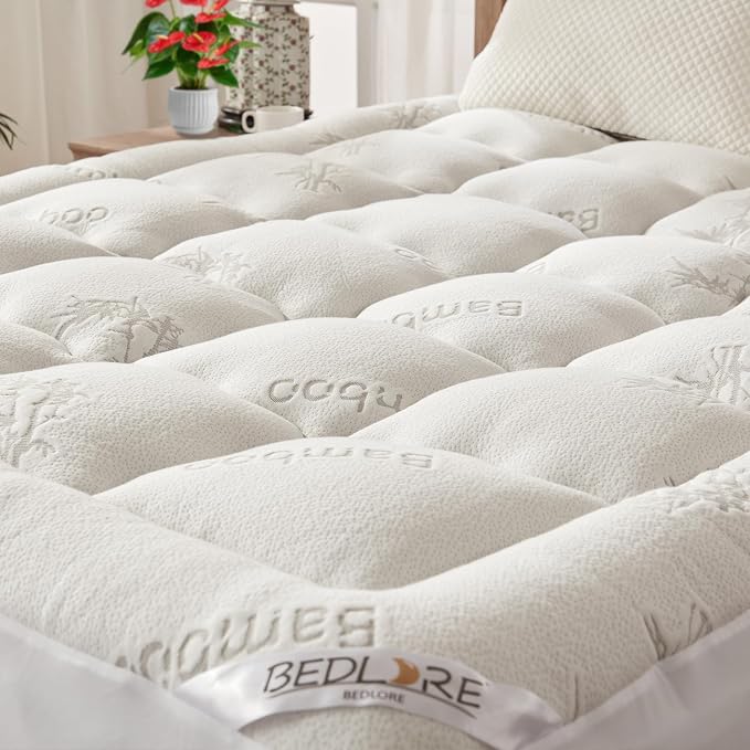 BEDLORE Full Size Mattress Topper Viscose Derived from Bamboo, Thick Pillow Top by Bedlore