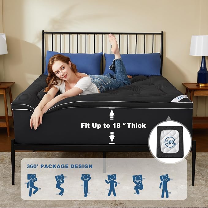 BEDLORE Queen Mattress Topper, Thick Pillow Top Pad - Image 4