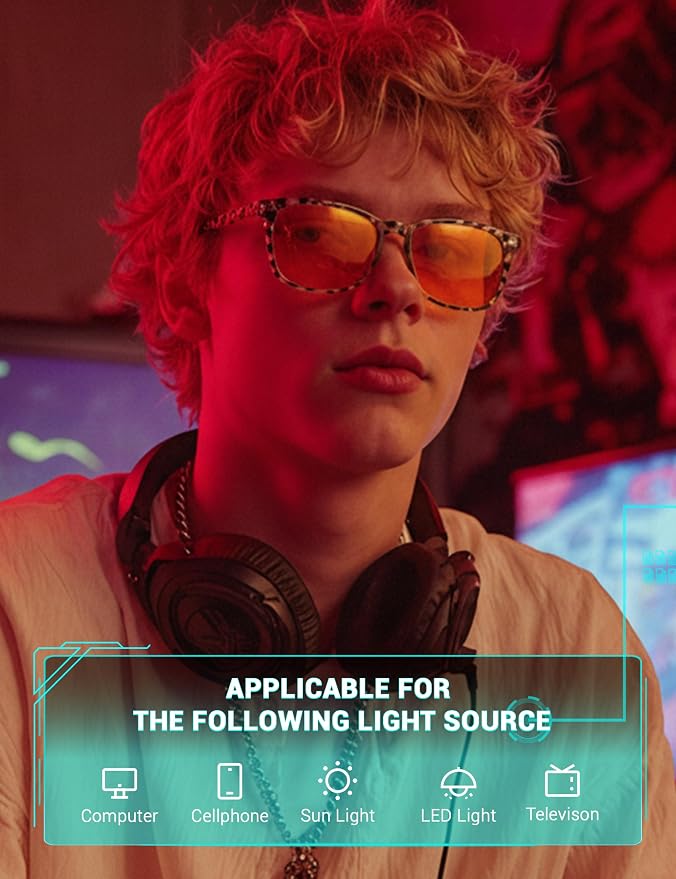 TIJN Blue Light Blocking Glasses Dual AR Coatings Amber Orange Lens - Image 2