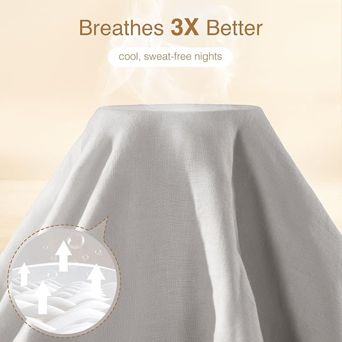 SONORO KATE 100% French Linen Duvet Cover Queen Size, Soft Breathable - Image 3