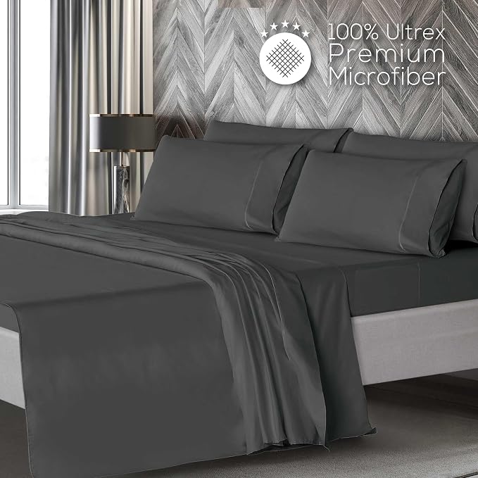 Mueller Ultratemp Bed Sheets Set, Super Soft 1800, 6 Piece California King - Image 3
