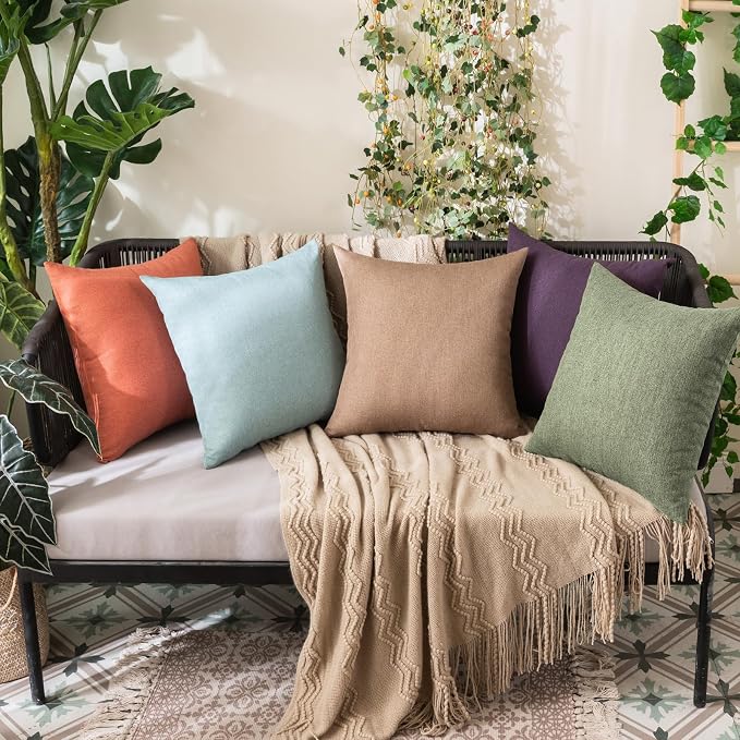 MIULEE Pack of 2 Decorative Outdoor Solid Waterproof Throw Pillow Covers Spring - Image 4