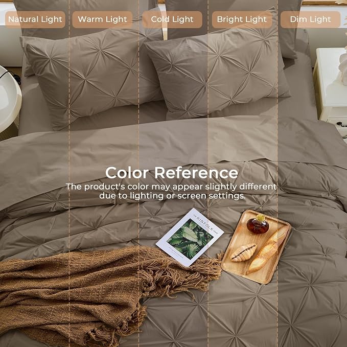 Sasttie Queen Comforter Set, 7-Piece Bed in a Bag, Pintuck Bedding Sets - Image 8