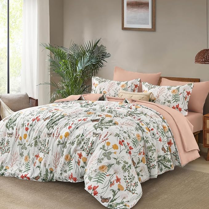 Yiran 7 Piece Floral Comforter Set Queen Size, Botanical Bed in a Bag - Image 2