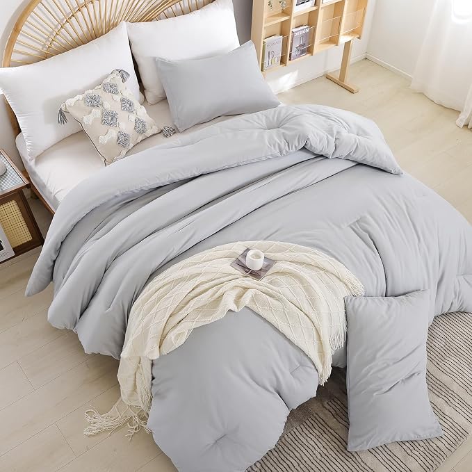weigelia Full Size Comforter Modern Light Grey 3PCS Microfiber Bed Comforter - Image 6