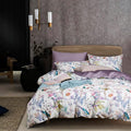 mixinni King Size Duvet Cover Purple Flowers Bird Bedding Sets Shabby Chic Boho by mixinni