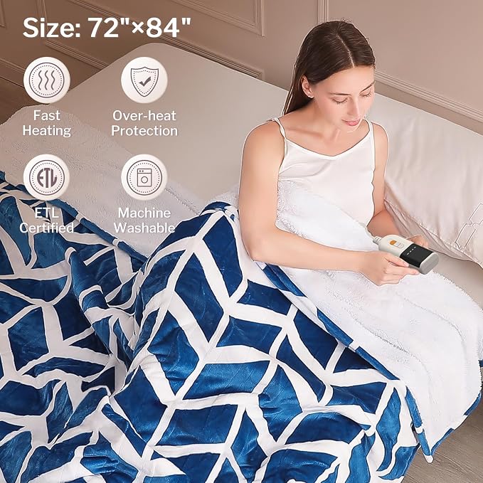 VENTIMI Electric Blanket Heated Throw, Fast Heating Blankets - Image 5