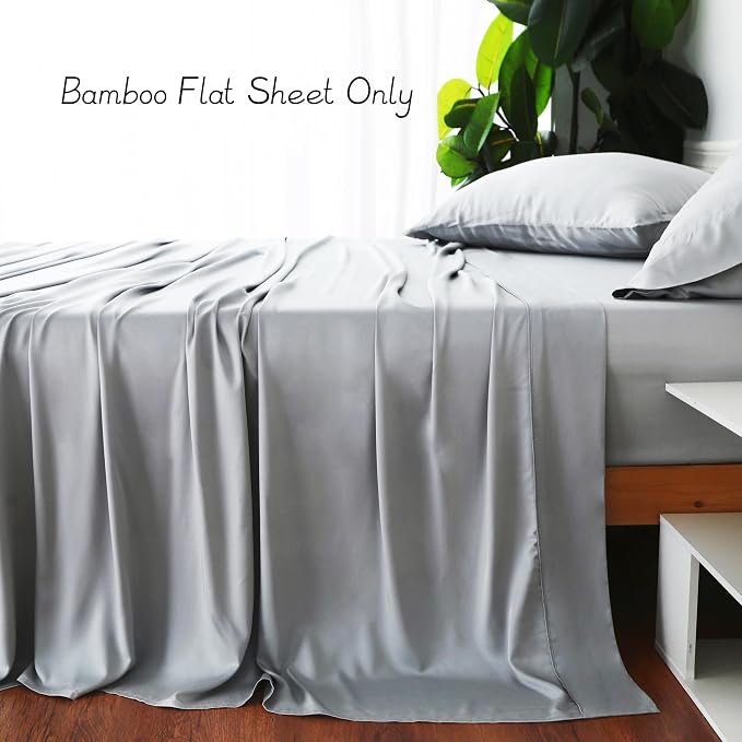 Bamboo Viscose Flat Sheets Only, 400 Thread Count Sateen Weave Queen Size Flat - Image 4