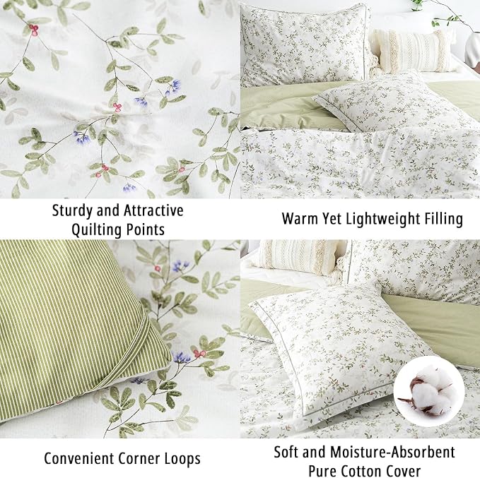 LEMIROE Botanical Cotton Comforter Twin Size - Image 5